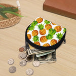 White Summer Pineapple Pattern Print Coin Purse