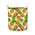 White Summer Pineapple Pattern Print Collapsible Laundry Basket