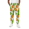 White Summer Pineapple Pattern Print Cotton Sweatpants