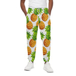 White Summer Pineapple Pattern Print Cotton Pants