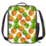 White Summer Pineapple Pattern Print Crossbody Lunch Bag