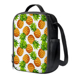 White Summer Pineapple Pattern Print Crossbody Lunch Bag