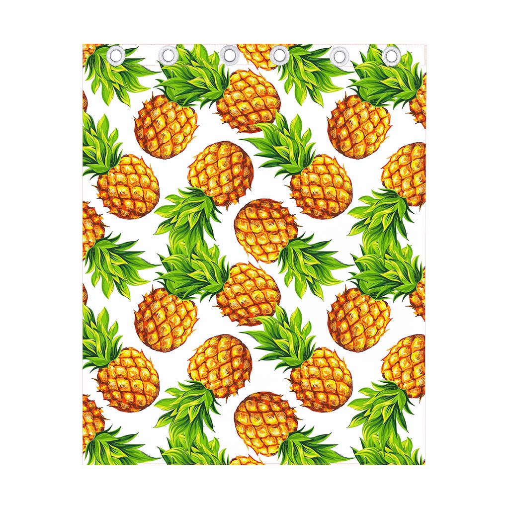 White Summer Pineapple Pattern Print Curtain