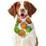 White Summer Pineapple Pattern Print Dog Bandana