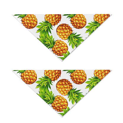 White Summer Pineapple Pattern Print Dog Bandana