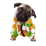 White Summer Pineapple Pattern Print Dog Zip Up Hoodie