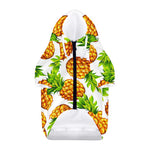 White Summer Pineapple Pattern Print Dog Zip Up Hoodie