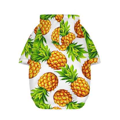 White Summer Pineapple Pattern Print Dog Zip Up Hoodie