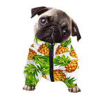 White Summer Pineapple Pattern Print Dog Zip Up Jacket
