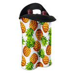 White Summer Pineapple Pattern Print Double Neoprene Wine Tote