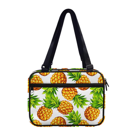 White Summer Pineapple Pattern Print Double Strap Bible Bag