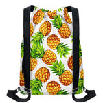 White Summer Pineapple Pattern Print Drawstring Backpack