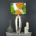 White Summer Pineapple Pattern Print Drum Lamp Shade
