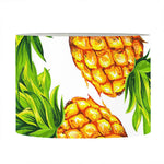 White Summer Pineapple Pattern Print Drum Lamp Shade
