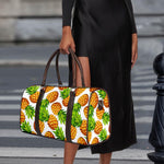 White Summer Pineapple Pattern Print Duffle Bag