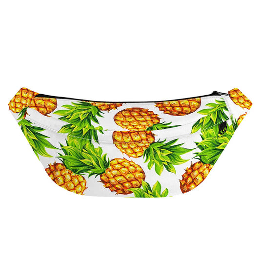 White Summer Pineapple Pattern Print Fanny Pack