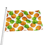 White Summer Pineapple Pattern Print Flag