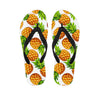 White Summer Pineapple Pattern Print Flip Flops