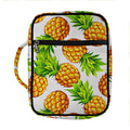 White Summer Pineapple Pattern Print Front Pocket Bible Bag