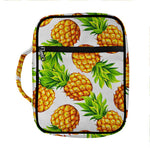 White Summer Pineapple Pattern Print Front Pocket Bible Bag