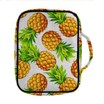 White Summer Pineapple Pattern Print Front Pocket Bible Bag