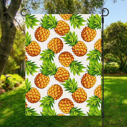 White Summer Pineapple Pattern Print Garden Flag