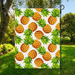 White Summer Pineapple Pattern Print Garden Flag