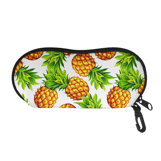 White Summer Pineapple Pattern Print Glasses Case