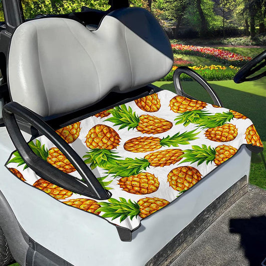 White Summer Pineapple Pattern Print Golf Cart Seat Cover