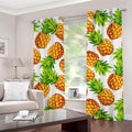 White Summer Pineapple Pattern Print Grommet Curtains