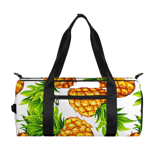 White Summer Pineapple Pattern Print Gym Bag