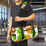 White Summer Pineapple Pattern Print Gym Bag