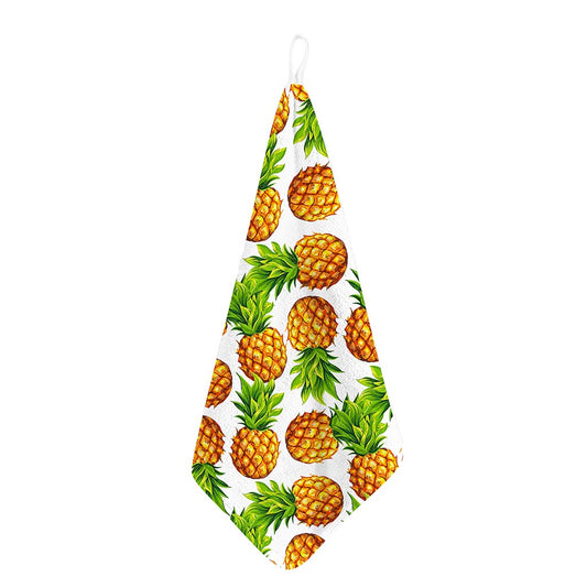 White Summer Pineapple Pattern Print Hand Towel