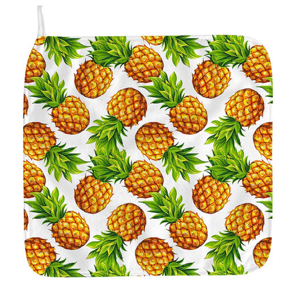White Summer Pineapple Pattern Print Hand Towel