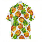 White Summer Pineapple Pattern Print Hawaiian Shirt