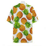 White Summer Pineapple Pattern Print Hawaiian Shirt