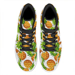 White Summer Pineapple Pattern Print High Top Leather Sneakers