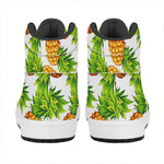 White Summer Pineapple Pattern Print High Top Leather Sneakers