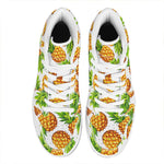 White Summer Pineapple Pattern Print High Top Leather Sneakers