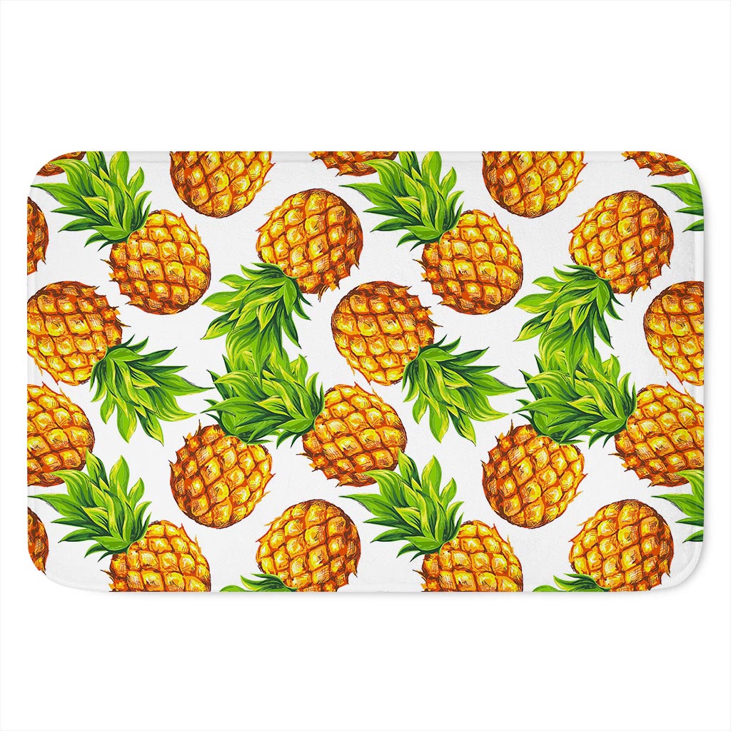 White Summer Pineapple Pattern Print Indoor Door Mat