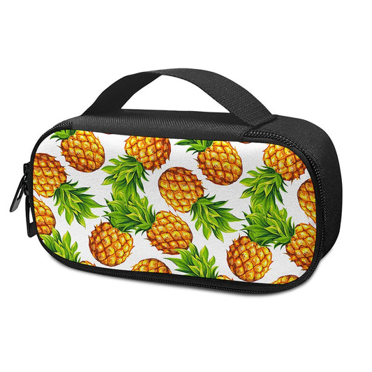White Summer Pineapple Pattern Print Insulin Cooler Travel Case