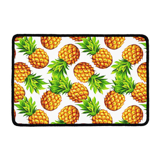 White Summer Pineapple Pattern Print Kitchen Mat