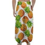 White Summer Pineapple Pattern Print Lantern Pants