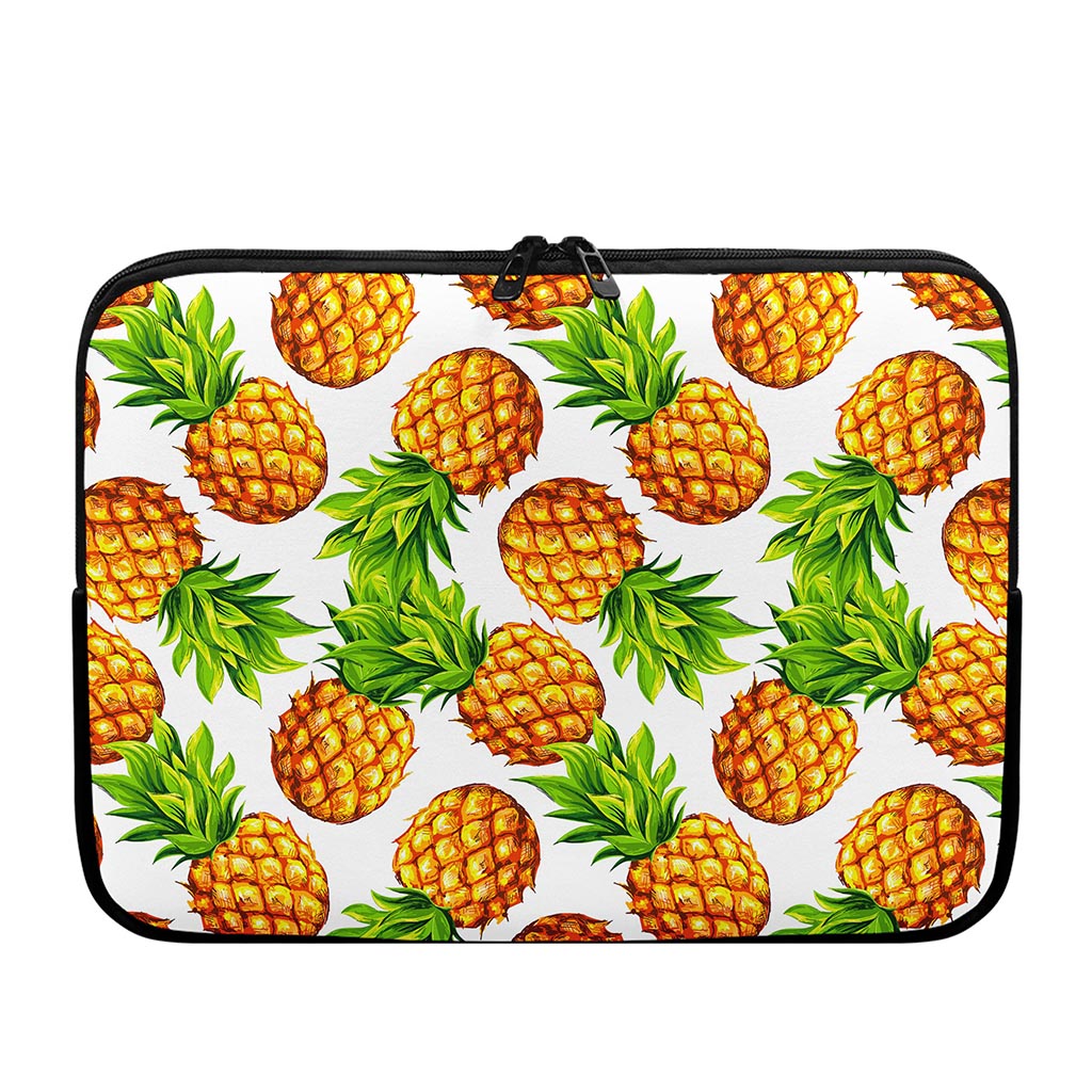 White Summer Pineapple Pattern Print Laptop Sleeve