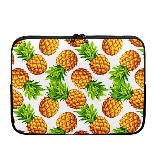 White Summer Pineapple Pattern Print Laptop Sleeve