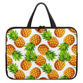 White Summer Pineapple Pattern Print Laptop Sleeve With Handle