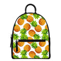 White Summer Pineapple Pattern Print Leather Backpack