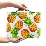 White Summer Pineapple Pattern Print Leather Bible Cover