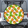 White Summer Pineapple Pattern Print Leather Spare Tire Cover