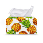White Summer Pineapple Pattern Print Leather Tissue Box Cover